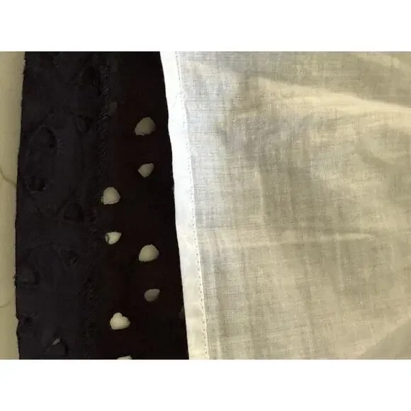 Jax Womens Sleeveless Eyelet Dress Size 16 Ric Rac Lines Black White Cocktail - Picture 8 of 10